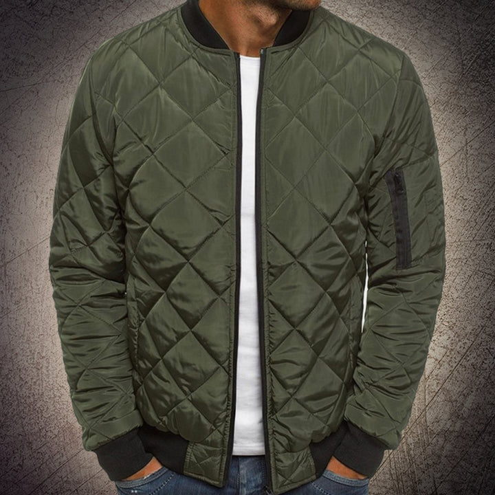 Men's Quilted Lightweight Zip-Up Bomber Jacket - Green