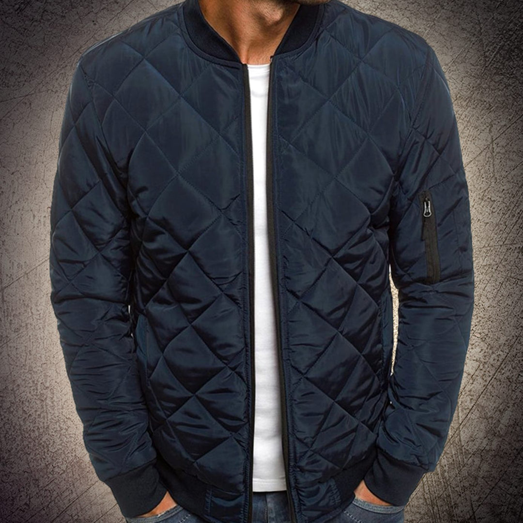 Men's Quilted Lightweight Zip-Up Bomber Jacket - Blue