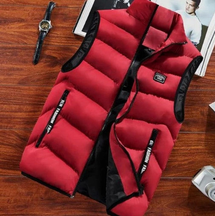 Men's Quilted Puffer Vest Sleeveless Padded Mens Coat - Rose