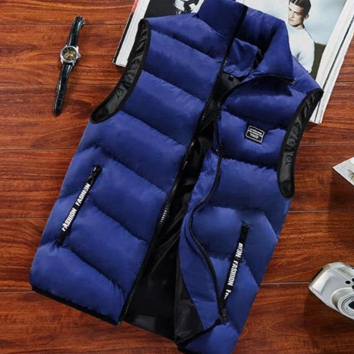 Men's Quilted Puffer Vest Sleeveless Padded Mens Coat - Blue