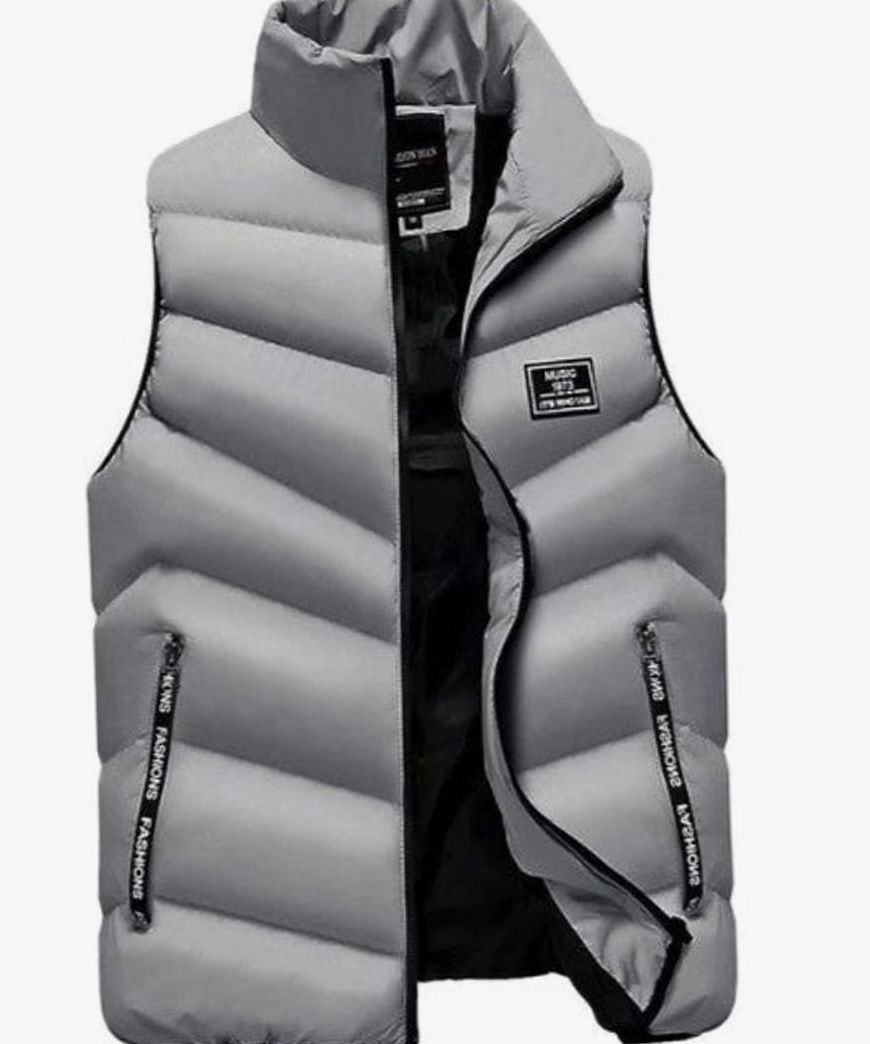 Men's Quilted Puffer Vest Sleeveless Padded Mens Coat - Grey