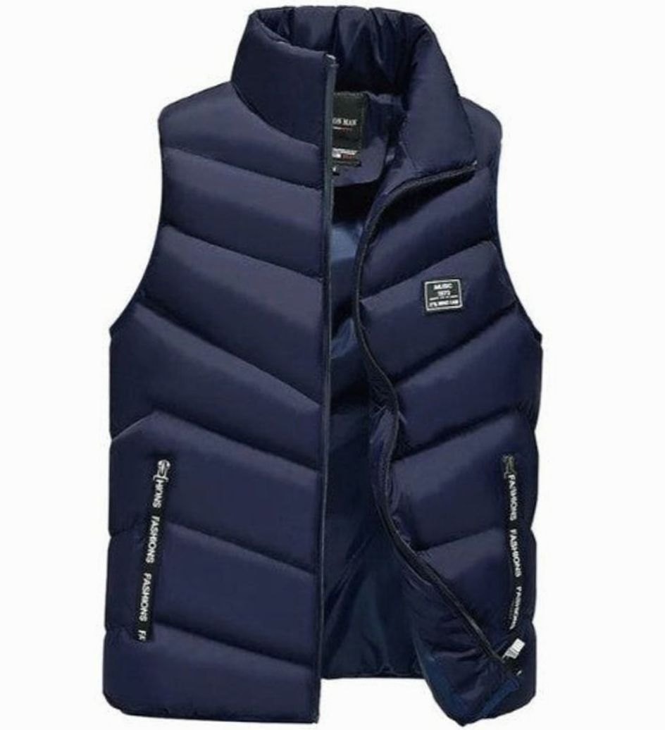 Men's Quilted Puffer Vest Sleeveless Padded Mens Coat - Navy Blue