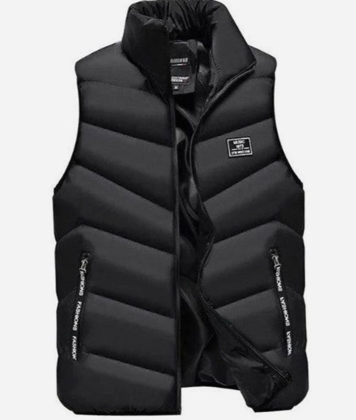 Men's Quilted Puffer Vest Sleeveless Padded Mens Coat - Black