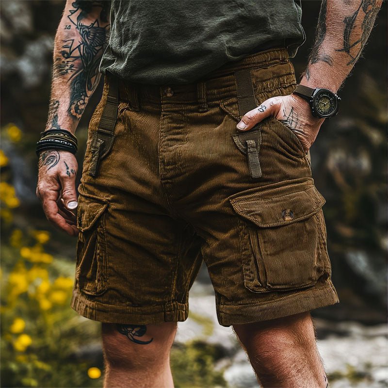 Men's Regular-Fit Corduroy Cargo Shorts - Brown