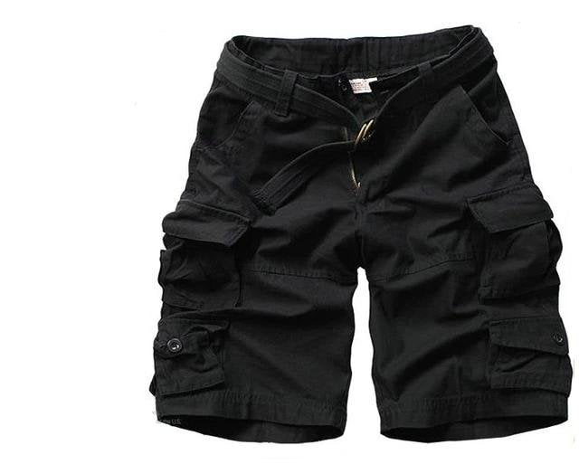 Men's Relaxed-Fit Camouflage Cargo Shorts with Belt - Schwarz