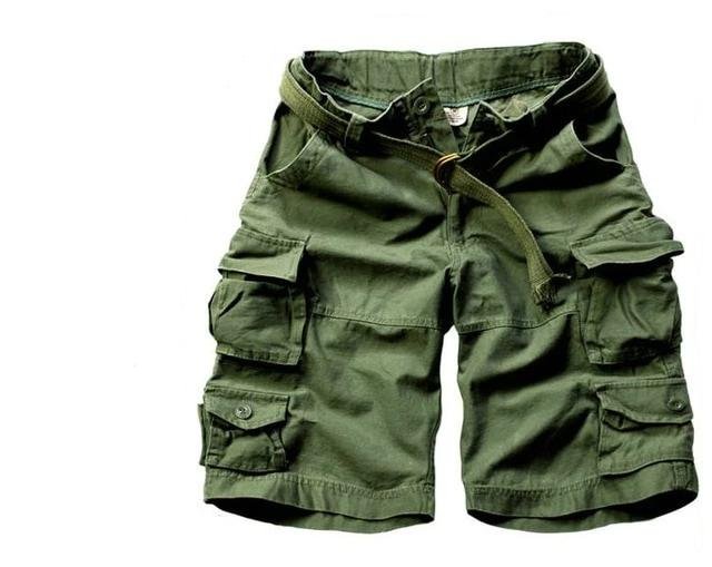 Men's Relaxed-Fit Camouflage Cargo Shorts with Belt - Army Grün