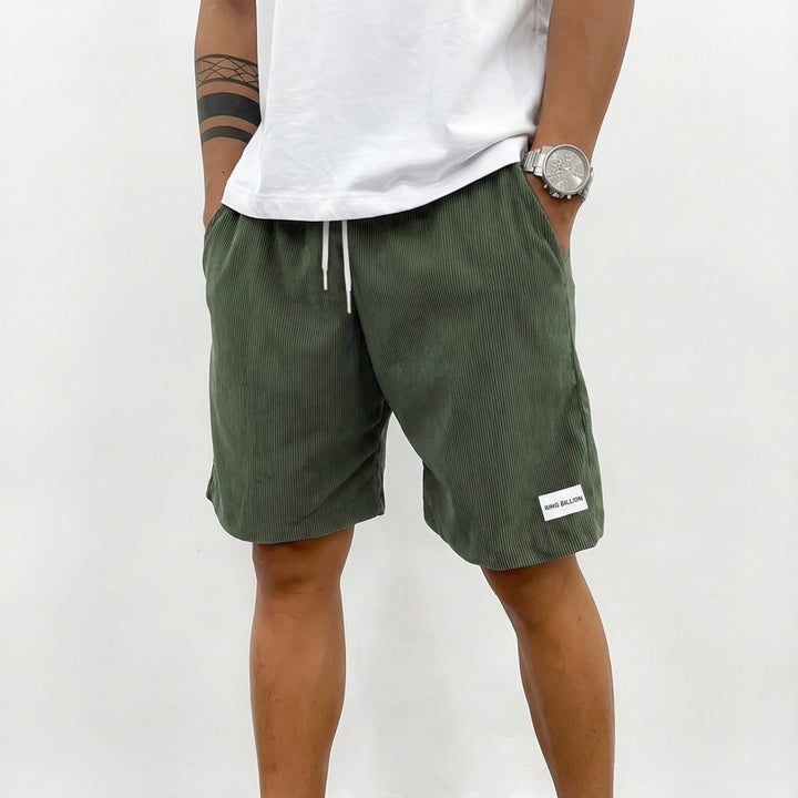 Men's Relaxed-Fit Corduroy Drawstring Shorts - Verde oscuro