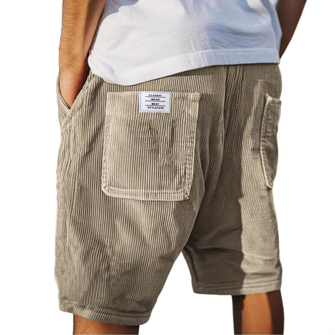 Men's Relaxed-Fit Corduroy Tailored Shorts Patch Pocket - Khaki