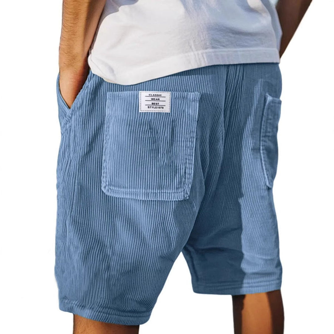 Men's Relaxed-Fit Corduroy Tailored Shorts Patch Pocket - Blue