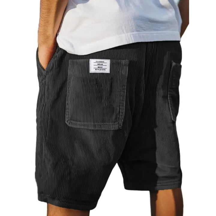 Men's Relaxed-Fit Corduroy Tailored Shorts Patch Pocket - Black