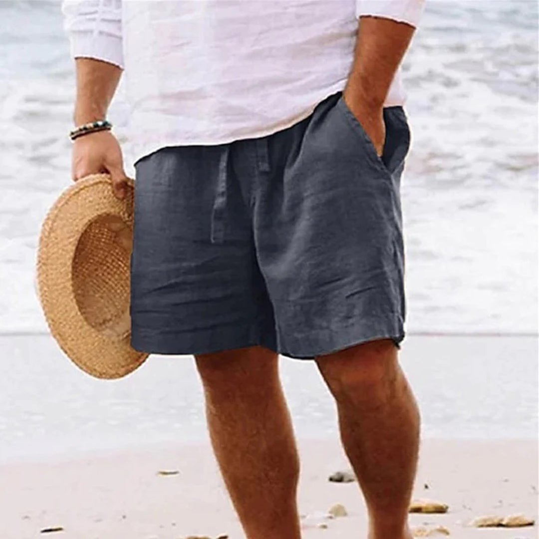 Men's Relaxed-Fit Linen Drawstring Shorts - Dark Grey