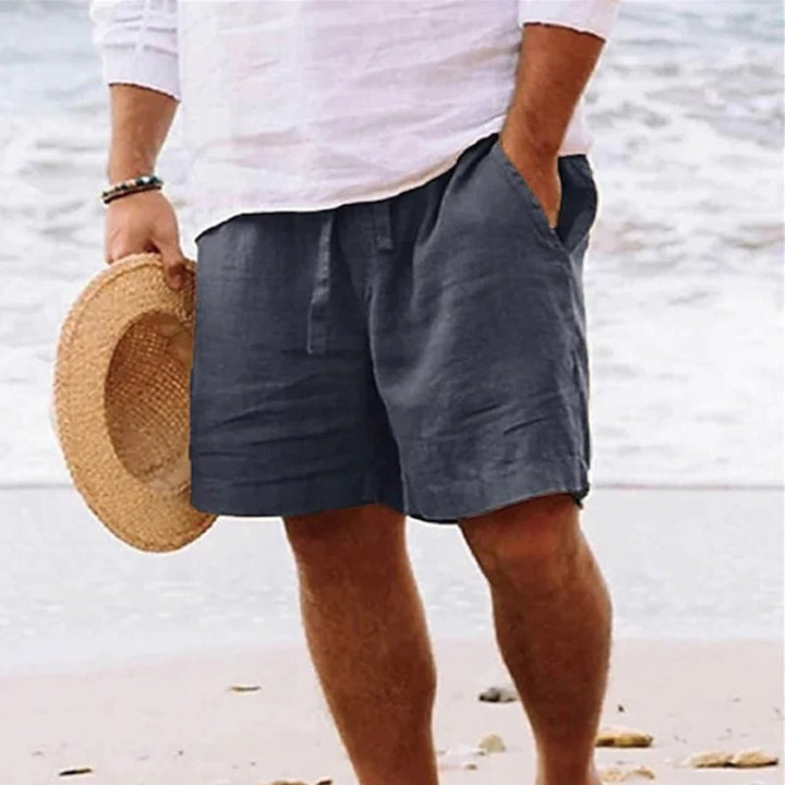 Men's Relaxed-Fit Linen Drawstring Shorts - Dark Grey