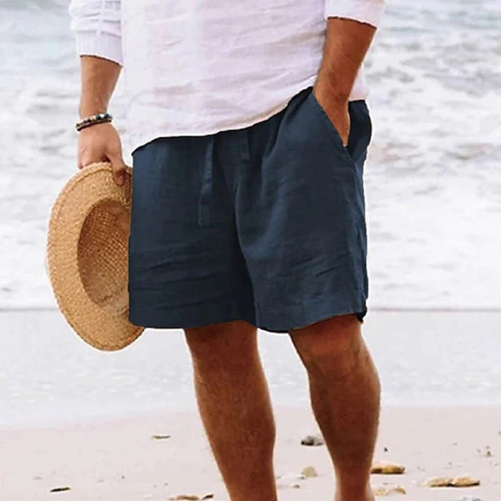Men's Relaxed-Fit Linen Drawstring Shorts - Navy Blue