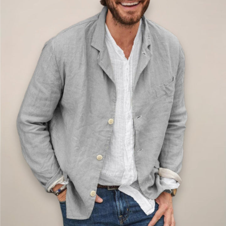 Men's Relaxed-Fit Linen Lightweight Summer Blazer Jacket - Grey