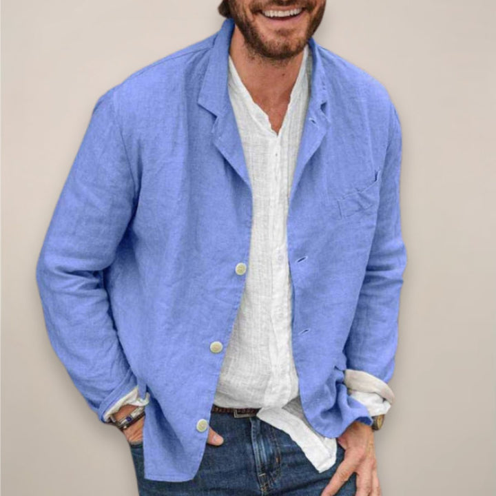 Men's Relaxed-Fit Linen Lightweight Summer Blazer Jacket - Blue