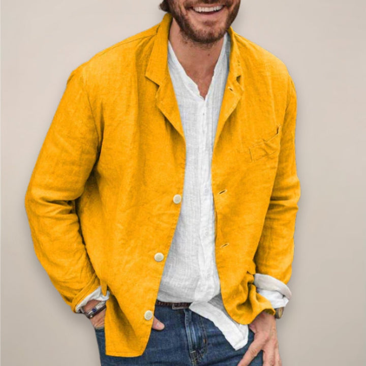 Men's Relaxed-Fit Linen Lightweight Summer Blazer Jacket - Yellow