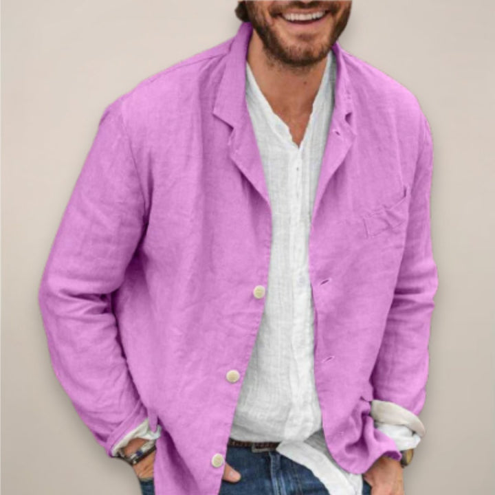 Men's Relaxed-Fit Linen Lightweight Summer Blazer Jacket - Purple