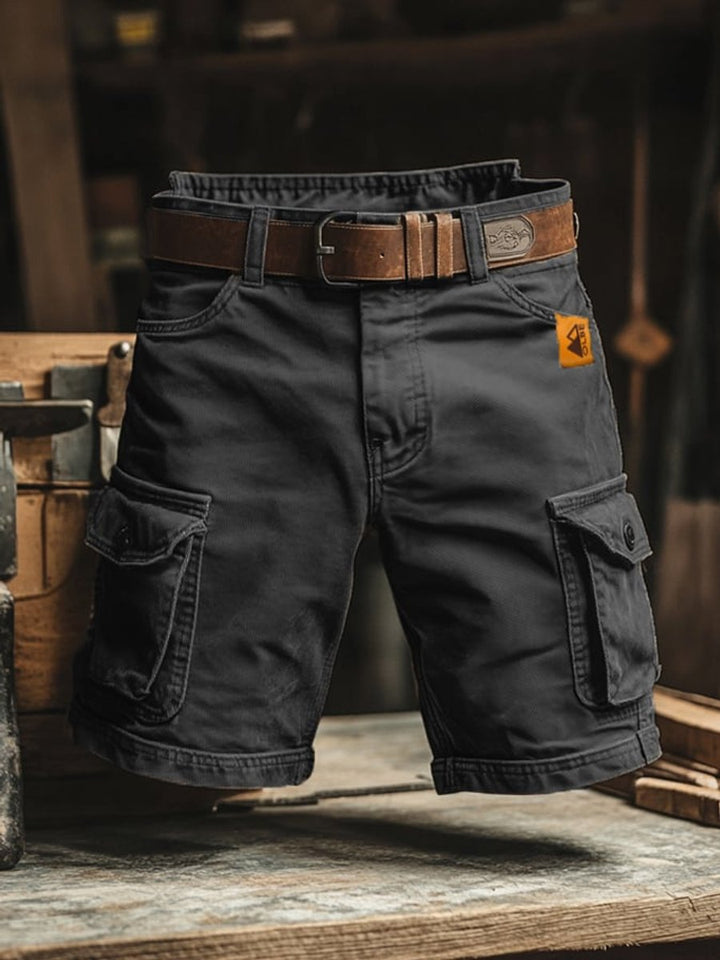 Men's Relaxed-Fit Multi-Pocket Outdoor Cargo Shorts - Black