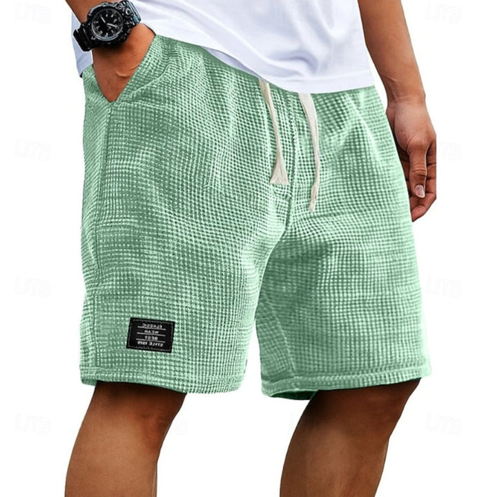 Men's Relaxed-Fit Waffle-Texture Drawstring Summer Shorts - Green