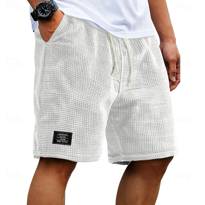 Men's Relaxed-Fit Waffle-Texture Drawstring Summer Shorts - White