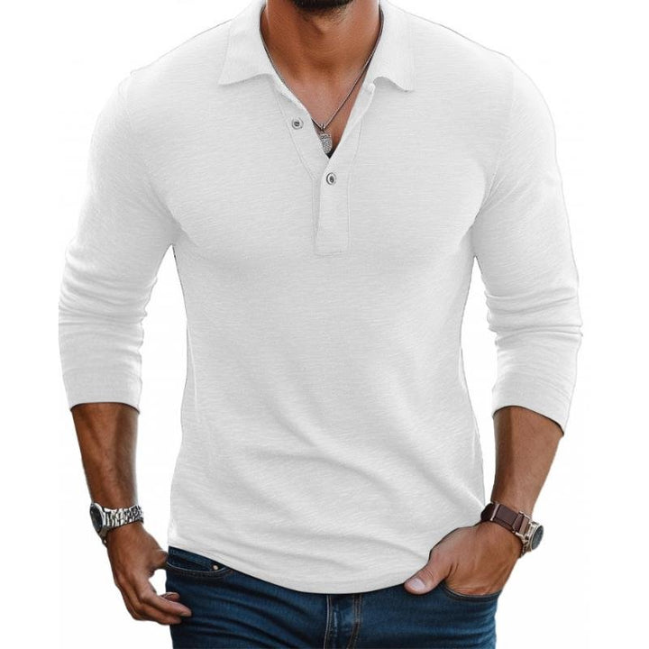 Men's Satin-Smooth Slim Fit Long Sleeve Polo Shirt - White