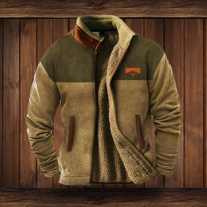 Men's Sherpa-Lined Aztec-Print Zip-Up Fleece Jacket - Brown