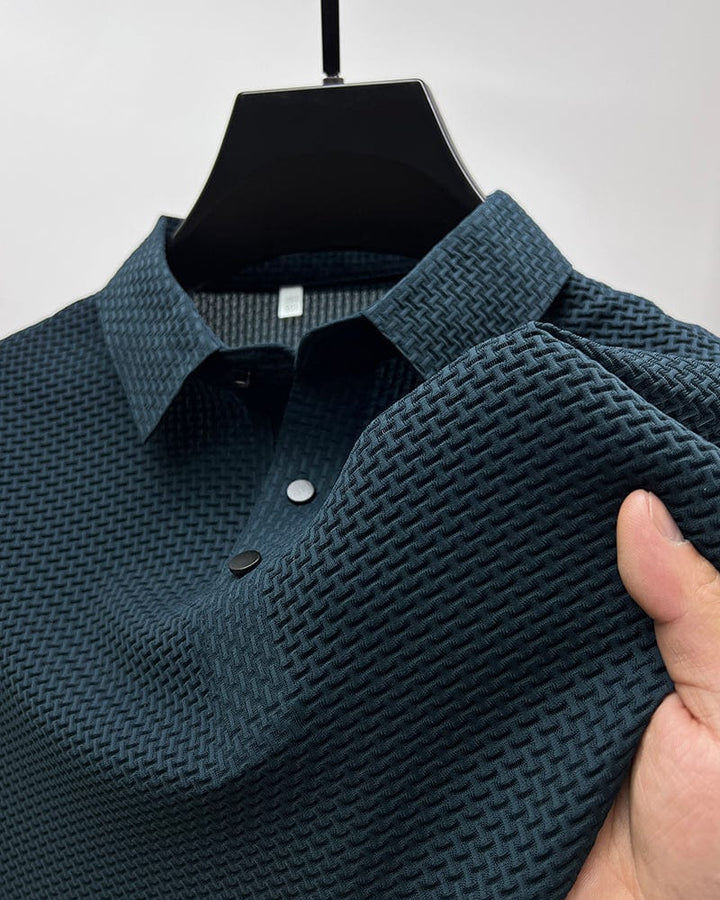 Sean | Men's Textured Short Sleeve Button Polo Shirt