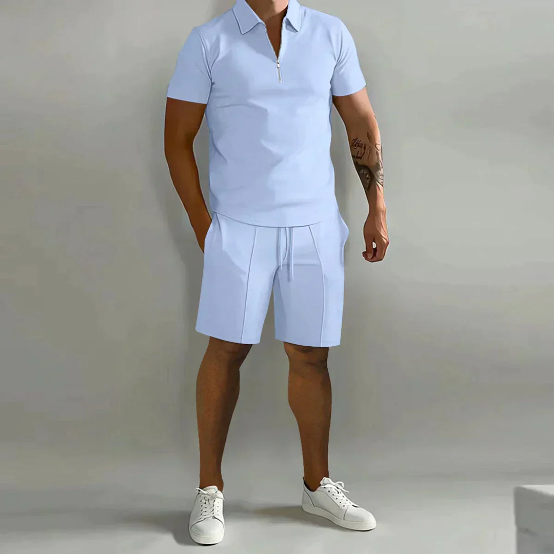 Alexander | Men's Zip Polo Shirt Shorts Casual Set