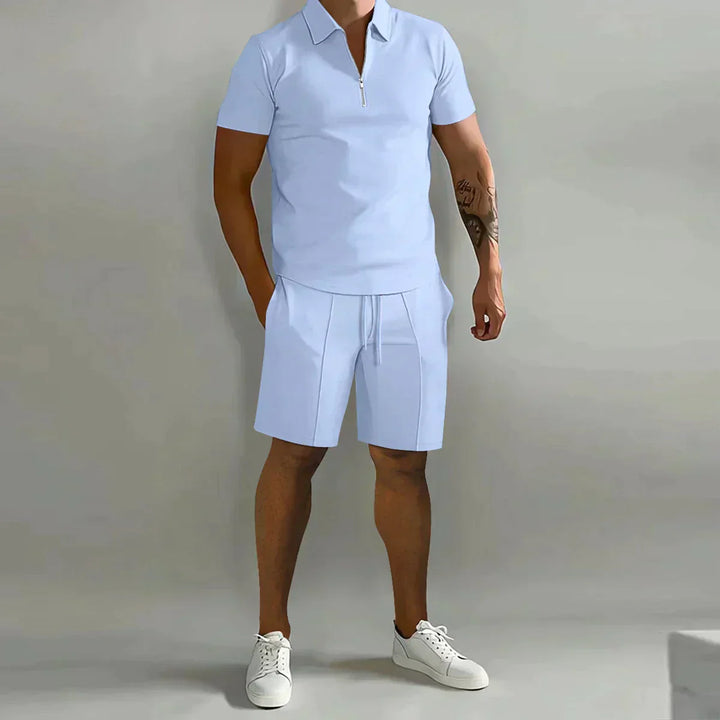 Alexander | Men's Zip Polo Shirt Shorts Casual Set