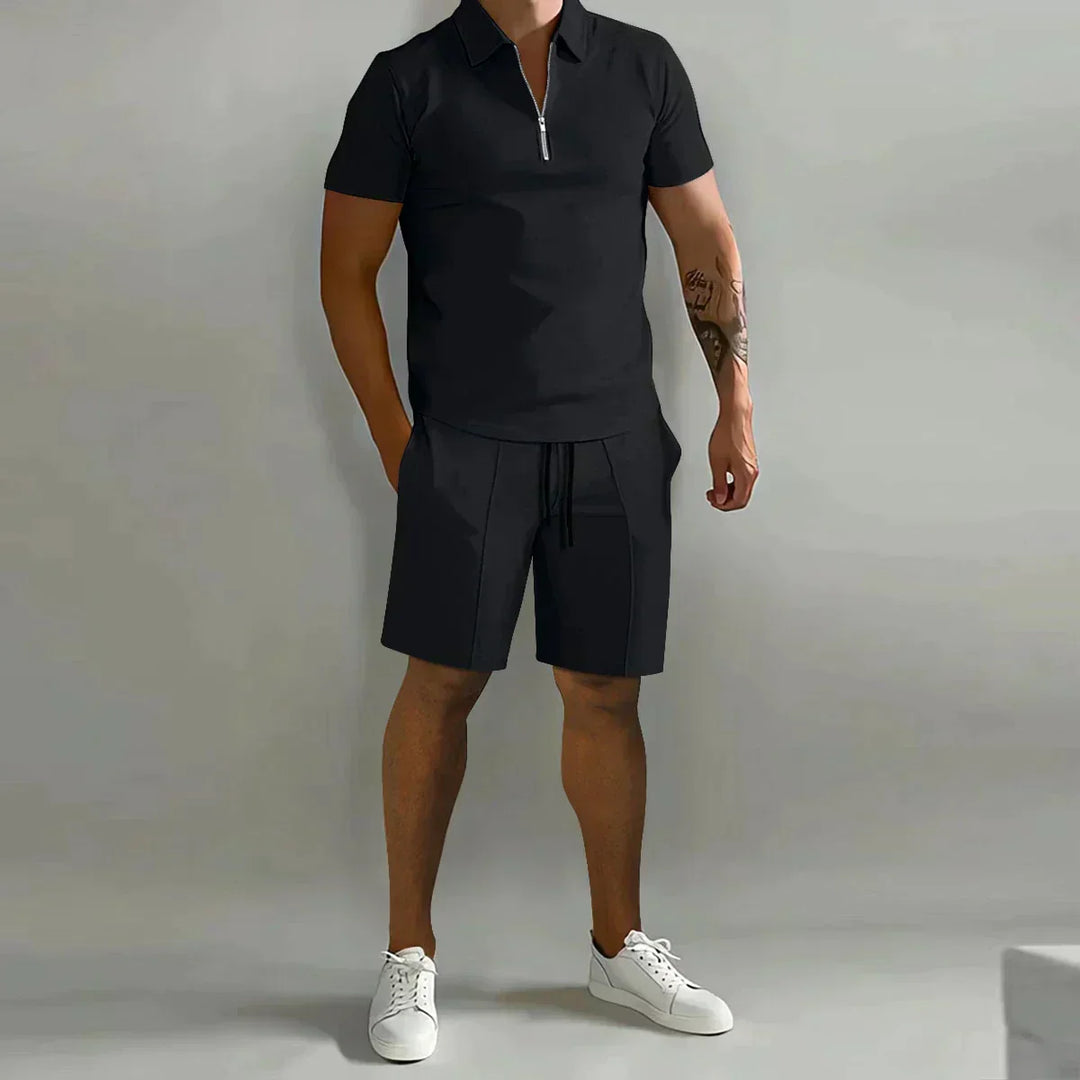 Alexander | Men's Zip Polo Shirt Shorts Casual Set