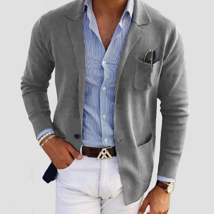 Men's Slim Fit Blazer Notch Lapel Smart Casual Jacket - Grey