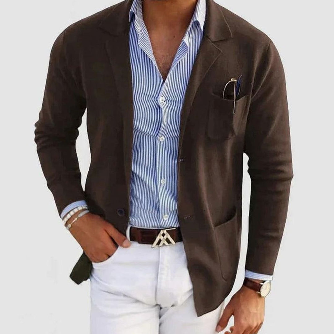 Men's Slim Fit Blazer Notch Lapel Smart Casual Jacket - Brown