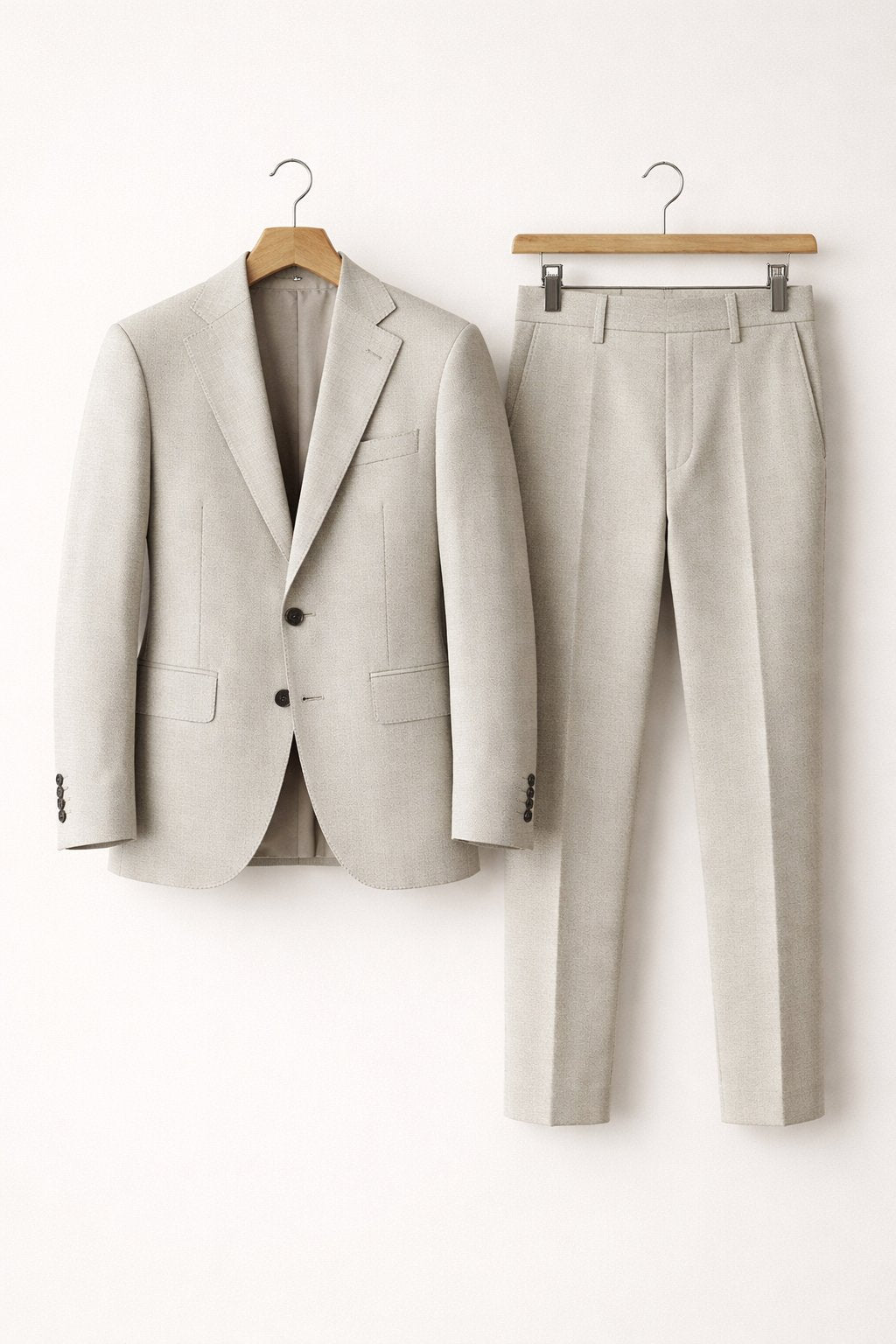 Men's Slim-Fit Two-Piece Set Professional Suit - Light Grey