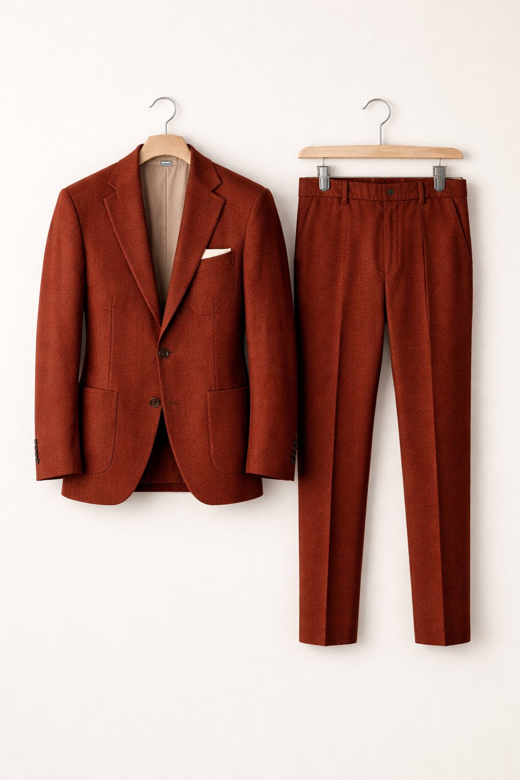 Men's Slim-Fit Two-Piece Set Professional Suit - Burgundy