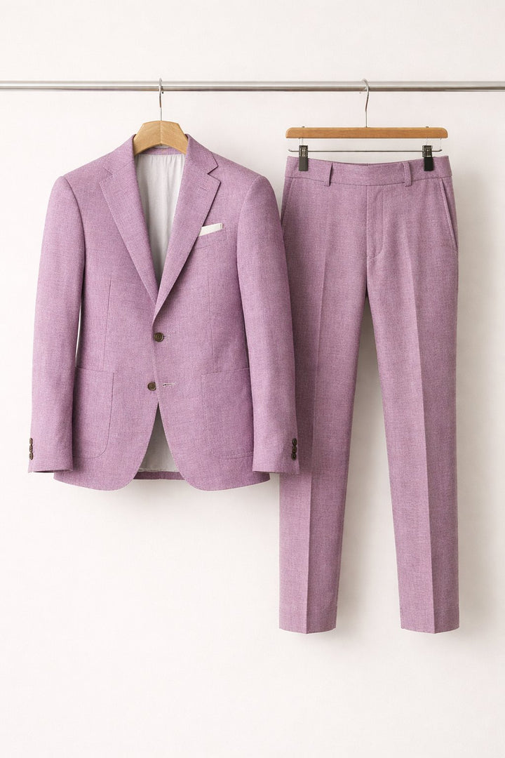 Men's Slim-Fit Two-Piece Set Professional Suit - Purple