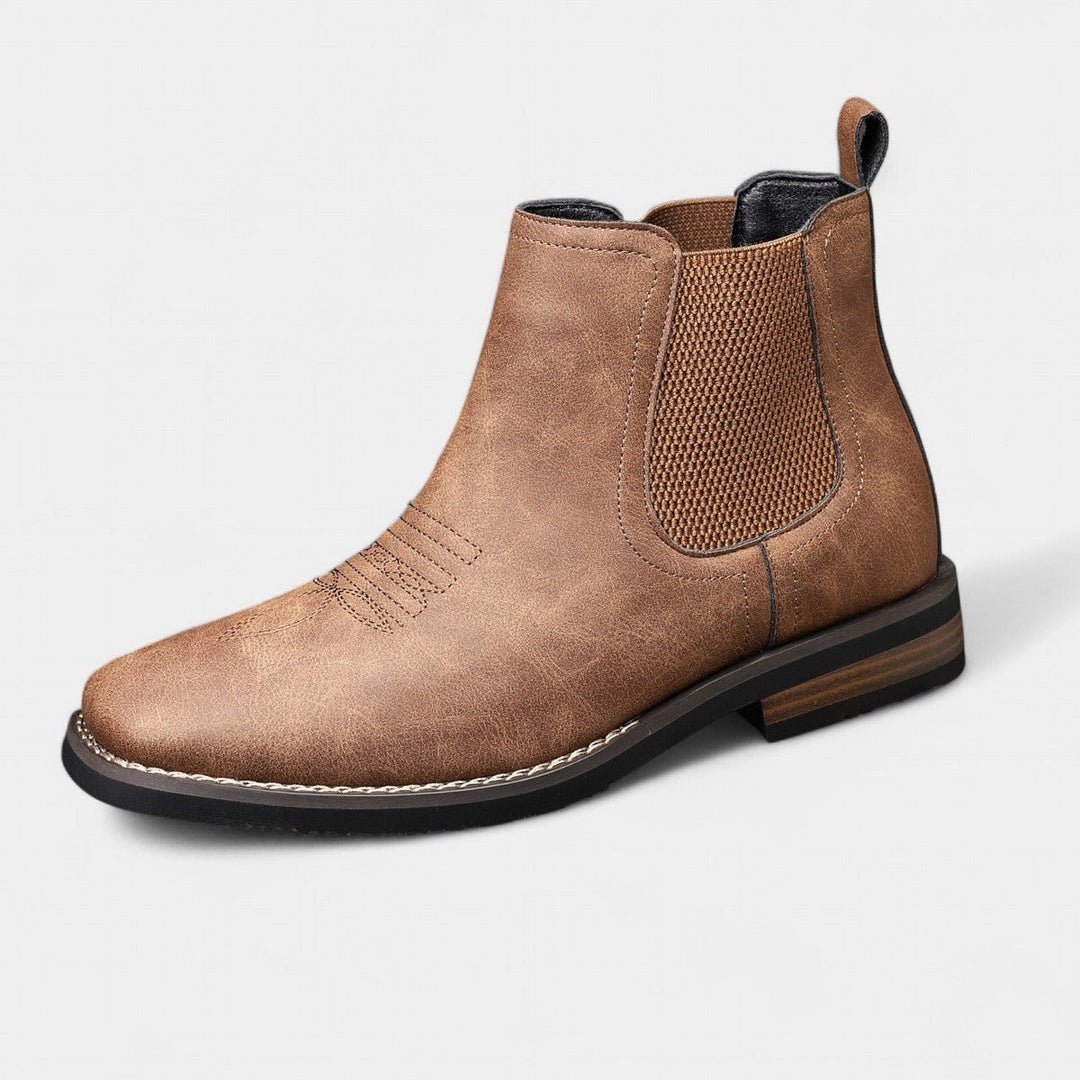 Men's Slip-On Chelsea Boots Tan Faux Leather Western Stitch