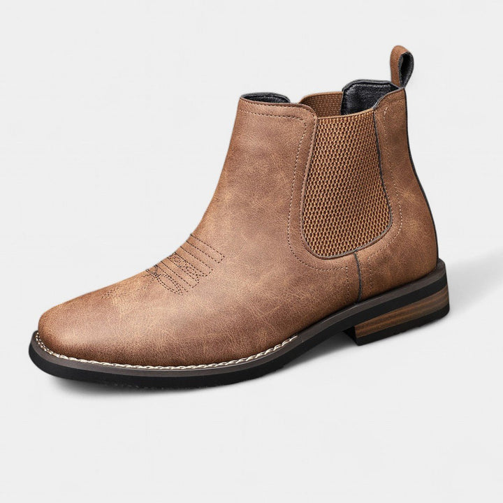 Men's Slip-On Chelsea Boots Tan Faux Leather Western Stitch