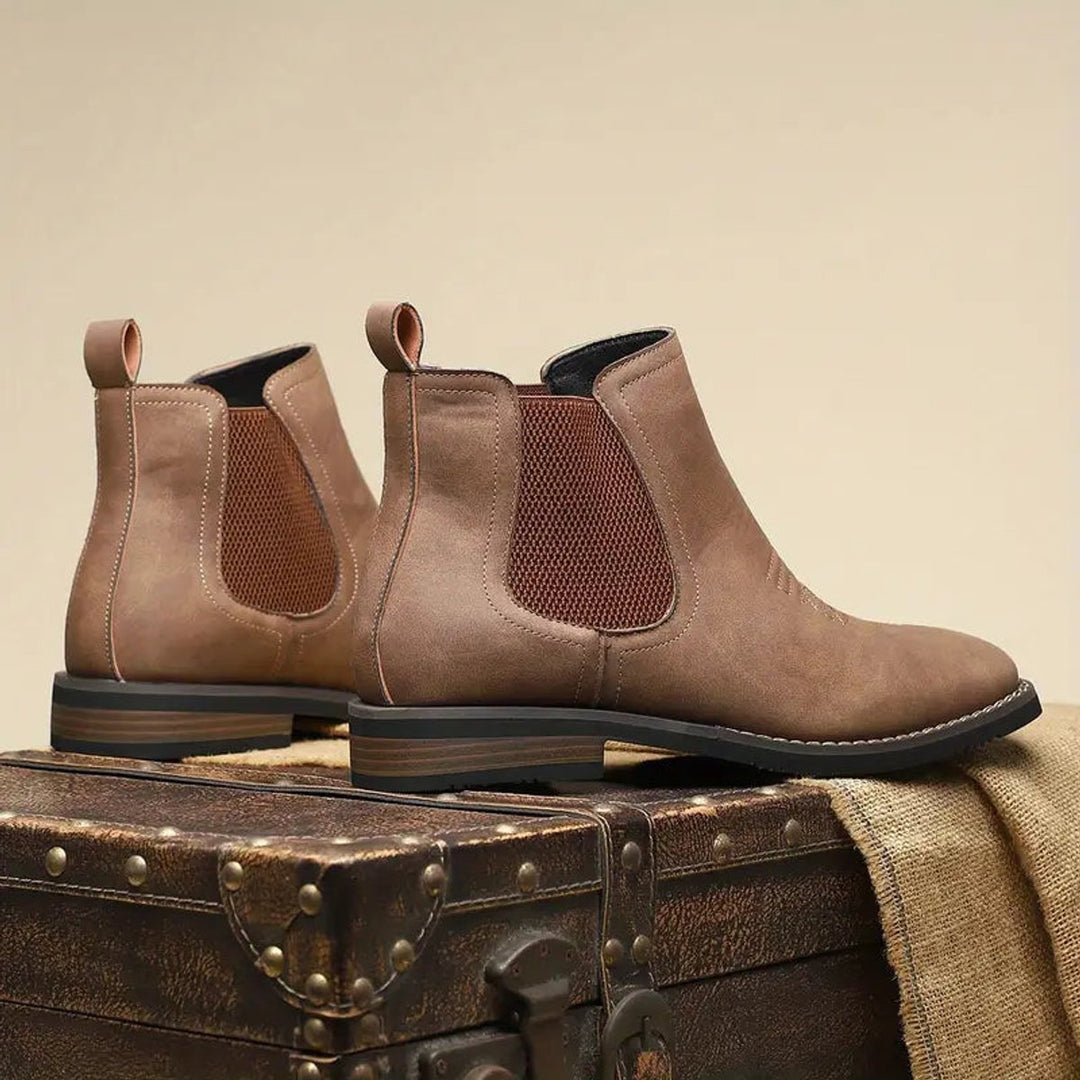 Men's Slip-On Chelsea Boots Tan Faux Leather Western Stitch