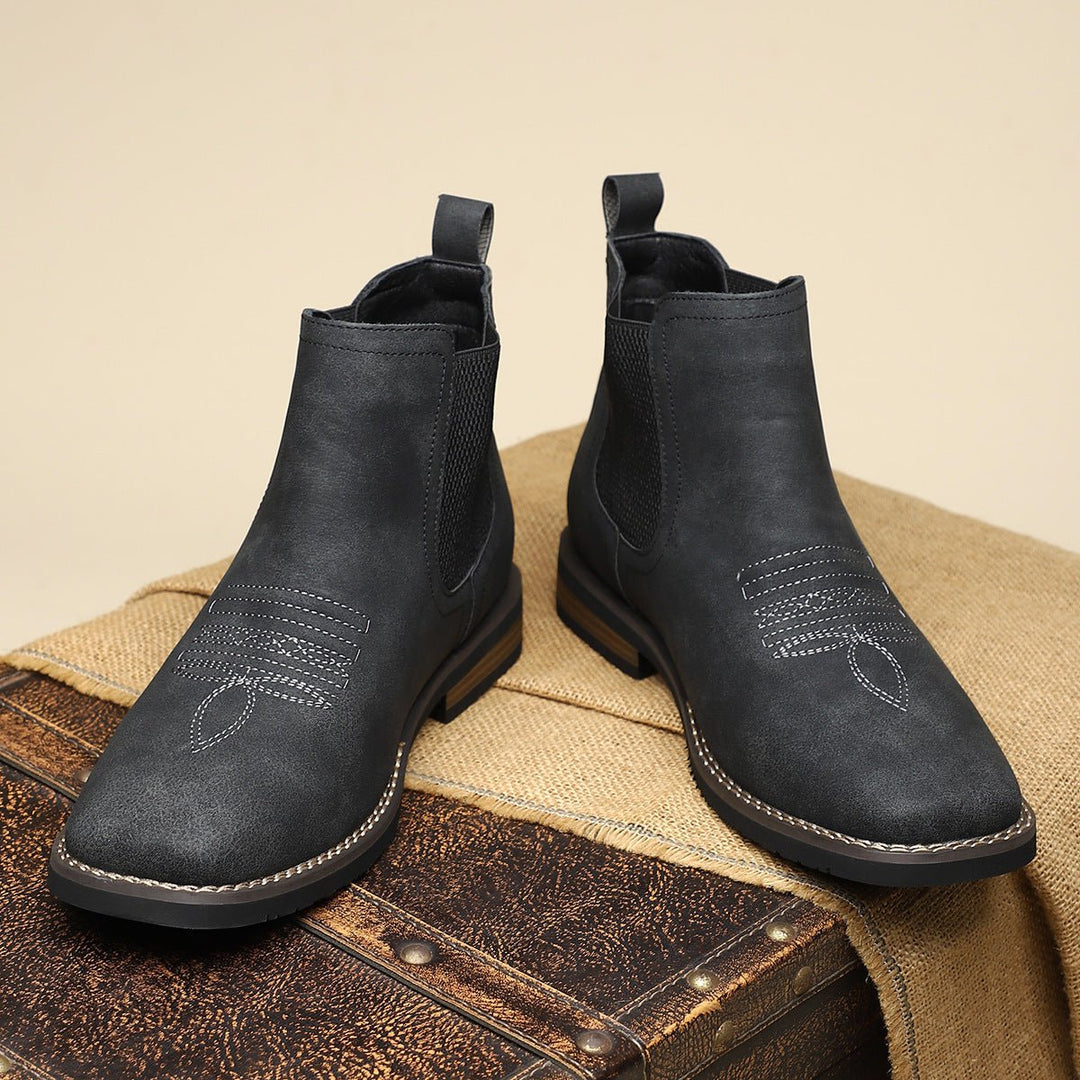 Men's Slip-On Chelsea Boots Tan Faux Leather Western Stitch - Midnight