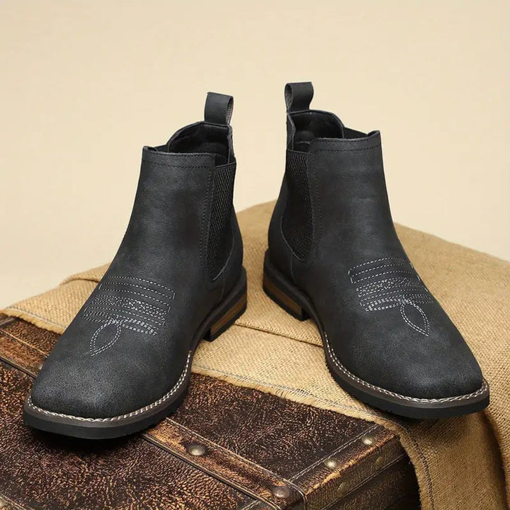 Men's Slip-On Chelsea Boots Tan Faux Leather Western Stitch
