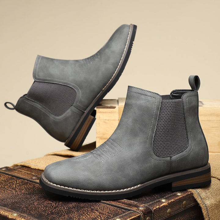Men's Slip-On Chelsea Boots Tan Faux Leather Western Stitch