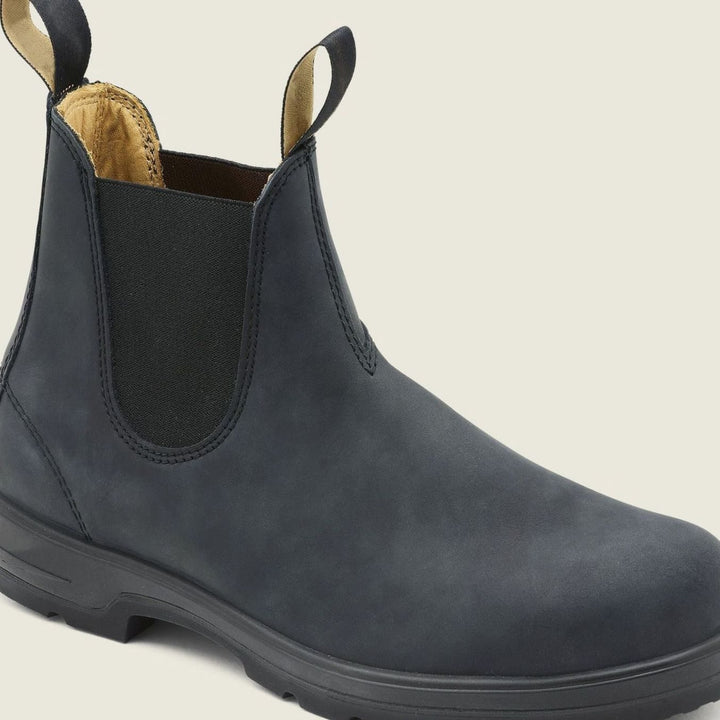 Men's Slip-On Leather Chelsea Boots Rugged Sole - Blue