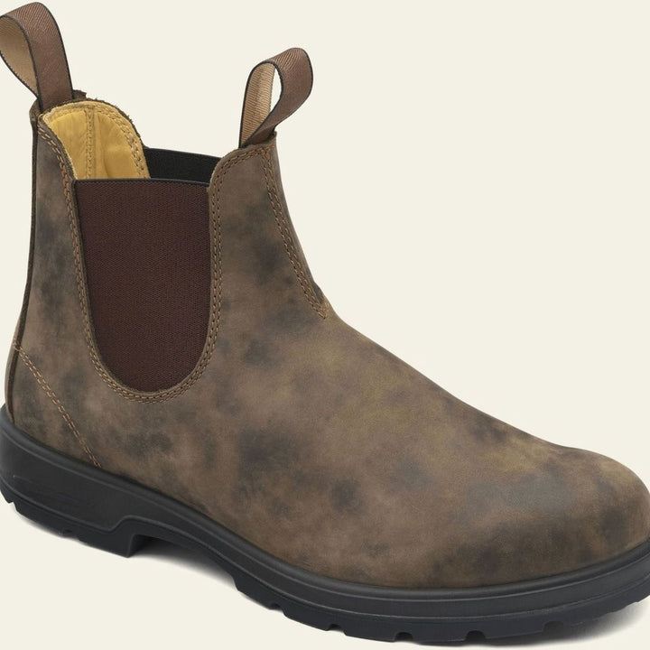 Men's Slip-On Leather Chelsea Boots Rugged Sole - Brown