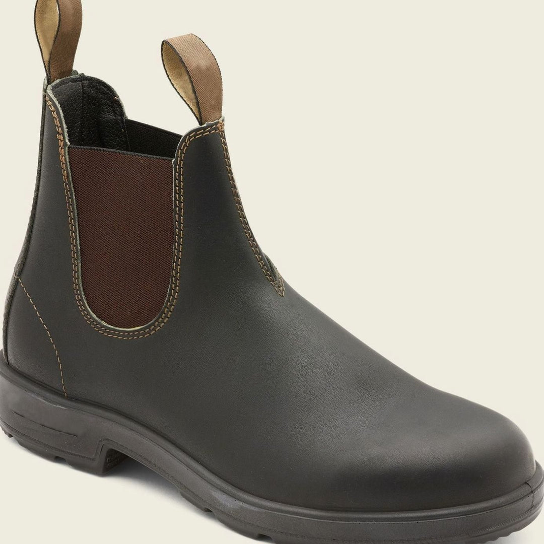Men's Slip-On Leather Chelsea Boots Rugged Sole - Green