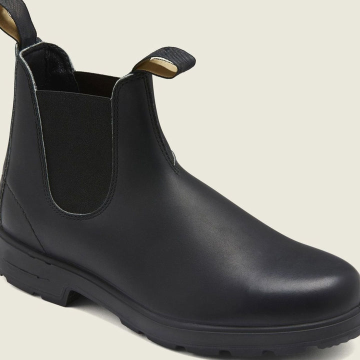 Men's Slip-On Leather Chelsea Boots Rugged Sole - Black