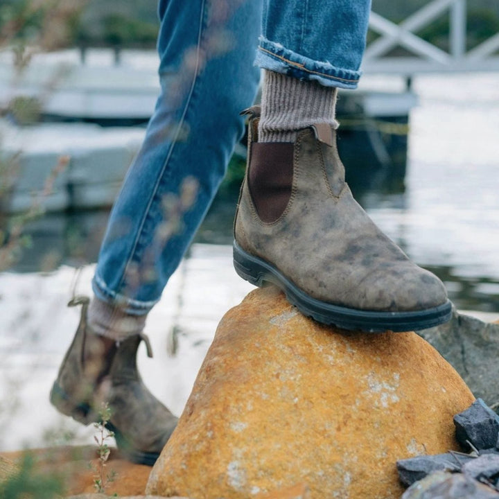 Men's Slip-On Leather Chelsea Boots Rugged Sole