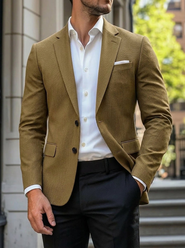 Men's Smart-Casual Single-Breasted Standard-Fit Blazer Jacket - Brown