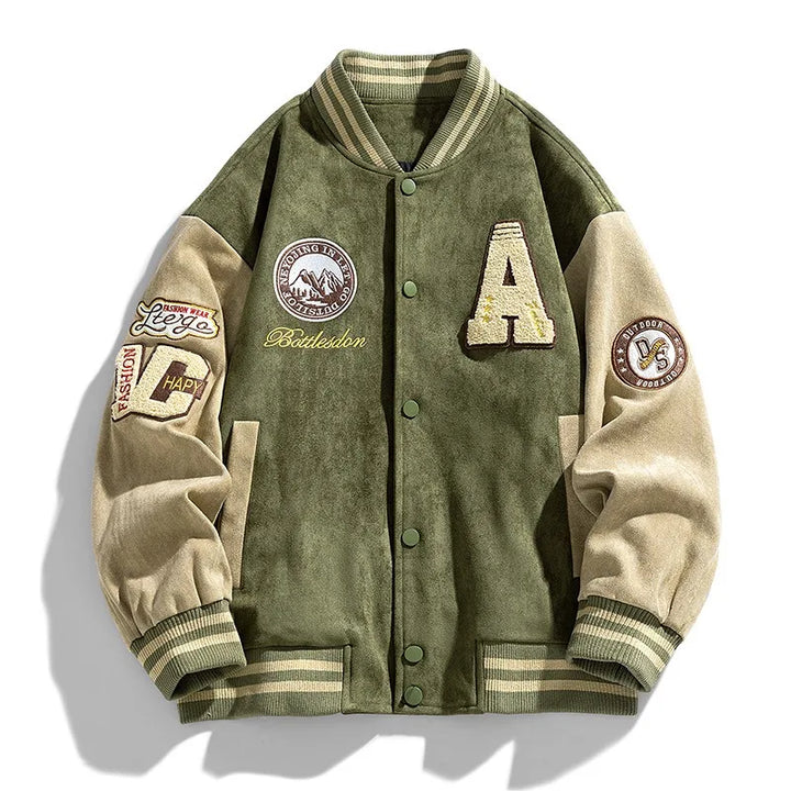 Ryan | Men's Varsity Button Up Bomber Jacket