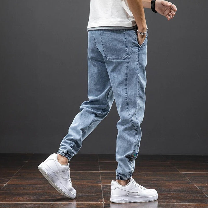 Men's Stretch Denim Elastic-Waist Jogger Trousers