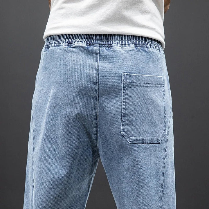 Men's Stretch Denim Elastic-Waist Jogger Trousers